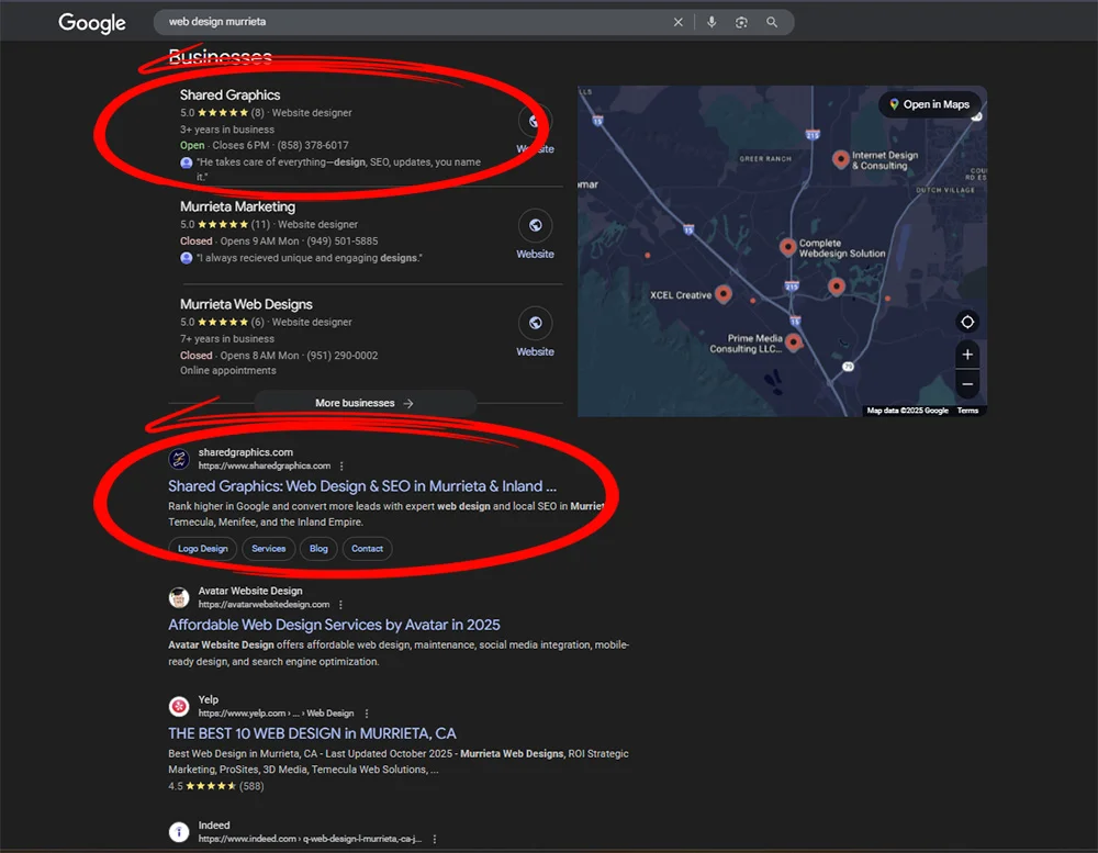 first-place-on-google-search-for-web-design-murrieta-shared-graphics