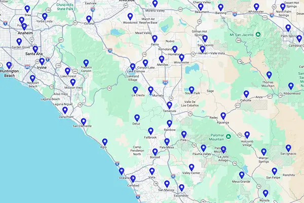 Fallbrook web design service area map for Shared Graphics Web Design & SEO Murrieta California