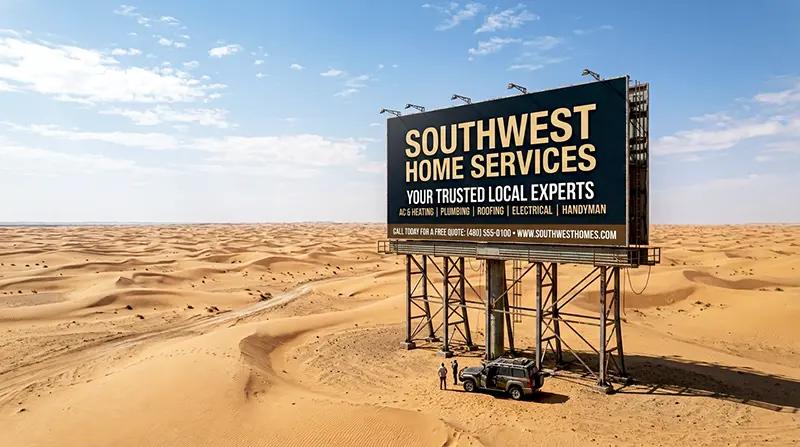 huge billboar in sahara desert illustrating how bad local seo in Murrieta Southern California is bad for local business results